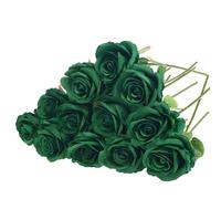 Felice Arts 12 Pack Green Artificial Roses Emerald Green Flowers with Stems Silk Roses Fake Flowers Bouquet for Christmas St Patricks Day Wedding Centerpiece Table Vase Home Kitchen Party DIY Decor
