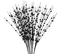 Felice Arts 6 Pack Black Artificial Glitter Berry Stems | 15.7" Fake Decorative Glitter Sticks for Thanksgiving Table Runner Xmas Tree Vase DIY Wreath Crafts Fireplace Decor