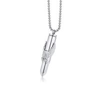 Felicelia Stainless Steel Bullet Eagle Urn Necklace For Ashes Mens Cremation Urn Memorial Jewelry, Stainless Steel, No Gemstone
