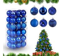 Feliciay 36pcs Christmas Ball Baubles Assorted Pendant Shatterproof Ornament Set Xmas Tree Decorations Hanging Decoration Seasonal Holiday Wedding Party Decorative Pendants (Royal Blue, 4 cm)
