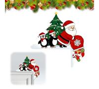 Feliciay Christmas Door Frame Decorations, Wooden Santa Elk, Hanging Reindeer Christmas Decoration, Wall Décor Xmas Holiday Decor for Door Window, Holiday Party (B)