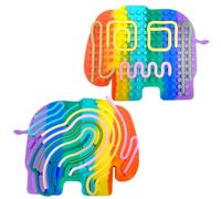 Felicify Push Peel Sensory Board, Sensory Activity Board with 11 Strings, Silicone Fidget Toy, Double Side Fidget Board, Sensory Toys for Kids and Adults with ADHD ADD OCD Autism (R-Elephant)