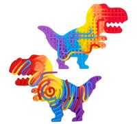 Felicify Push Peel Sensory Board, Sensory Activity Board with 11 Strings, Silicone Fidget Toy, Double Side Fidget Board, Sensory Toys for Kids and Adults with ADHD ADD OCD Autism (R-Dinosaur)