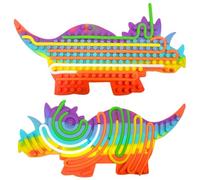 Felicify Push Peel Sensory Board, Sensory Activity Board with 12 Strings, Silicone Fidget Toy, Double Side Fidget Board, Sensory Toys for Kids and Adults with ADHD ADD OCD Autism (R-Triceratops)