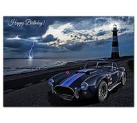 Felicitas Happy Birthday Card - Classic 1962 AC Cobra Sports Car - Unusual Unique Design - Exclusive Vector Artwork - Iconic Cars - Modern Realistic Digital Art - Special Range of Cards