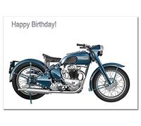 Felicitas Stunning Birthday Card - Classic 1950 Thunderbird 6T wht - Unusual Unique Biker Design - Exclusive Vector Artwork - Iconic British Motorcycle - Modern Realistic Digital Art - Cards