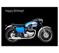 Felicitas Stunning Birthday Card - Classic 1959 AJS Motorbike blk - Unusual Unique Biker Design - Exclusive Vector Artwork - Iconic British Motorcycle - Modern Realistic Digital Art - Special Cards