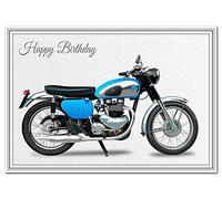 Felicitas Stunning Birthday Card - Classic AJS Motorbike - Unusual Unique Biker Design - Exclusive Vector Artwork - Iconic British motorcycle - Modern realistic digital art - Special cards