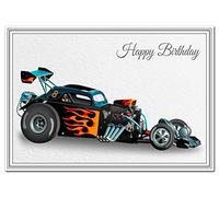 Felicitas Stunning Birthday Card - Classic Dragster Racing Car - Unusual Unique Design - Exclusive Vector Artwork - Iconic cars - Modern realistic digital art - Special range of cards