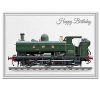 Felicitas Stunning Birthday Card - Steam Locomotive Train - Unusual Unique Design - Iconic GWR Tank Engine - Exclusive Vector Artwork - Modern realistic digital art - Special range of cards