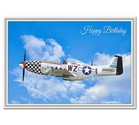 Felicitas Stunning Birthday Card - WW2 P-51 Mustang Airplane - Unusual Design for Aircraft Enthusiasts - Classic Iconic Vintage Planes - Unique Vector Artwork - Modern Digital Art - Special Cards