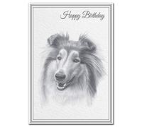 Felicitas Stunning Dog Birthday Card - Beautiful Rough Collie Drawing - Unusual Fine Art Design - Lassie Dogs - Dog Lover or Owner cards - Unique Exclusive Artwork - Special artistic range