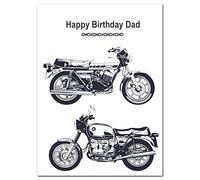 Felicitas Stunning Happy Birthday Dad Card - Classic Motorbikes - Unusual Unique Biker Design - Exclusive Vector Artwork - Iconic Motorcycle - Modern Realistic Digital Art - Special Cards
