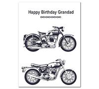 Felicitas Stunning Happy Birthday Grandad Card - Classic Motorbikes - Unusual Unique Biker Design - Exclusive Vector Artwork - Iconic Motorcycle - Modern Realistic Digital Art - Special Cards