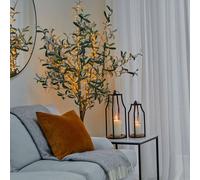 Felicity Circular Base Lantern in Acacia Wood/Black H44cm W20cm Ivyline Black One Size