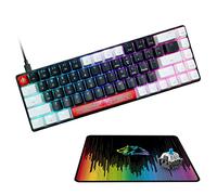 FELICON 60% Wired Mechanical Keyboard, RGB Backlight Compact 68 Key Small Gaming Keyboard All Keys Anti-Ghost, Type-C Waterproof Color Mouse Pad for Windows Laptop PC Mac(Black White & Blue Switch)