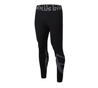 FELiCON GYM Mens Running Sports Cycle Pants Men Men's Compression Tights Wear Workout Clothes Quick Dry Breathable Comfortable Leggings Base Elite Fitness Trousers Thermal Wow (Black Gray/M)