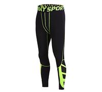 FELiCON Men's Sports Compression Tights Gym Cycle Pants Sports Breathable Workout Clothes Running Leggings Cool Dry Base Layer Profession Training Pants for All Season(603-Green-XL)