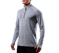 FELiCON Men's Zip Long Sleeve T Shirt Quick Dry Tech Warm-up Top for Men 1/4 Zip Light and Breathable Sweatshirt Running Jogging Top Tee Jacket Mens Base Layer Sportswear for Working Out-Light Grey,M