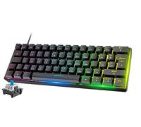 FELiCON RK-T60 Mini 60% Percent Gaming Mechanical Keyboard,Pro Compact 62 Keys UK Layout,18 RGB Illuminated LED Chroma Backlit, Detachable USB-C Wired Waterproof for PC Mac PS4 XBOX-Black/Blue Switch