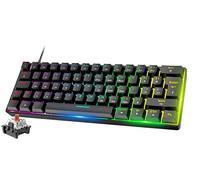 FELiCON RK-T60 Mini 60% Percent Gaming Mechanical Keyboard,Pro Compact 62 Keys UK Layout,18 RGB Illuminated LED Chroma Backlit, Detachable USB-C Wired Waterproof for PC Mac PS4 XBOX-Black/Brown Switch