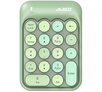 FELiCON Wireless Numeric Keypad, 2.4GHz Portable Mini Number Pad with Cute Color Fight Retro Round Key and USB Receiver, 18-Keys Financial Accounting Numeric Keypad for Laptop, PC, Desktop (Green)