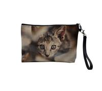 Felin Collection Best Photos of Cat Kitten Pets Linen Look Canvas Makeup Bag Toiletry Bag Coin Purse, Kitten 2, 23.5 x 15 cm, Makeup Bag