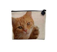 Felin Collection Best Photos of Cat Kitten Pets Linen Look Canvas Makeup Bag Toiletry Bag Coin Purse, Redhead House 2, 15 x 10 cm, Makeup Bag