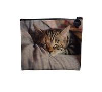 Felin Collection Best Photos of Cat Kitten Pets Linen Look Canvas Makeup Bag Toiletry Bag Coin Purse, Cat Nap 2, 15 x 10 cm, Makeup Bag