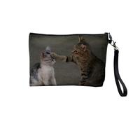 Felin Collection Best Photos of Cat Kitten Pets Linen Look Canvas Makeup Bag Toiletry Bag Coin Purse, Wrestling 2, 23.5 x 15 cm, Makeup Bag
