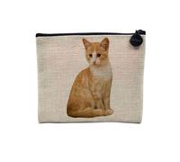 Felin Collection Best Photos of Cat Kitten Pets Linen Look Canvas Makeup Bag Toiletry Bag Coin Purse, Redhead Kitten 2, 15 x 10 cm, Makeup Bag