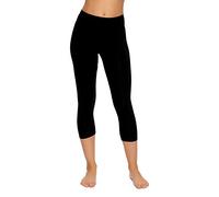 Felina | Cotton Modal Capri Leggings | Super Soft | Lightweight, Black, Medium