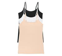 Felina Cotton Modal Womens Cami - Adjustable, Seamless Cotton Tank Top for Women (3-Pack) (Black Warm Neutral White, Small)