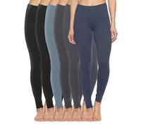 Felina | Velvety Soft Lightweight Leggings | Moisture Wicking | Yoga | 6 Pack (Gray Days, Large)