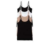 Felina Women's 4 Pack Cotton Stretch Camisole with Adjustable Straps, Black/Black/White/Warm Taupe(nude), XL