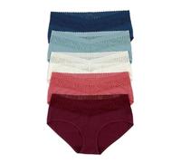 Felina Womens 5 Pack Stay In Place Mid-Rise Lace Hipster, Blueberry Wine, S