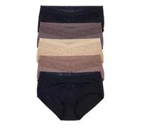 Felina Womens 5 Pack Stay In Place Mid-Rise Lace Hipster, Classic Nudes, S