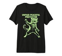 Feline Activist Cat Stencil Style Unpaid Peaceful Protestor Premium T-Shirt