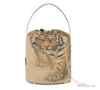 Feline Advancing with Calligraphy Art Crochet Tote Bag Yarn Project Bag with Holes Needle Storage for Crochet Tool Knitting Storage