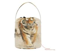 Feline Advancing with Soft Brushstrokes Art Crochet Tote Bag Yarn Project Bag with Holes Needle Storage for Crochet Tool Knitting Storage