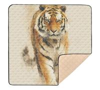 Feline Advancing with Soft Brushstrokes Art Cute Foldable Baby Play Mat for Floor Cozy Breathable Tummy Time Mat for Baby Toddler Infant, 50'' x 50''
