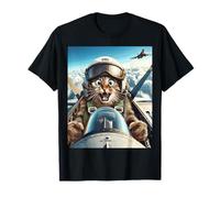 Feline Aviator Graphic Tee - Vintage Pilot Cat & Aircraft T-Shirt