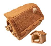 Feline Cabin Bed - Velvet Pet Den, Heated Sleep Pod, flufy Kitty Refuge | Cushioned Closed Thermal Faux Lined Private Creature Rest Burrow cushy Snuggle Nest Haven Space with Livingroom Nursery T