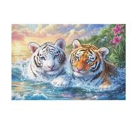 Feline Duo Wave 1000 Piece Complete DIY Jigsaw Puzzle Collectors Mind Relaxation Educational Decorative Puzzle Gifts for Adults Sturdy Thick Cardboard 1000 PCS