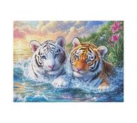 Feline Duo Wave 500 Piece Complete DIY Jigsaw Puzzle Collectors Mind Relaxation Educational Decorative Puzzle Gifts for Adults Wooden Cardboard 500 PCS