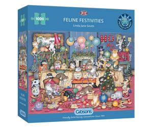 Feline Festivities 1000 Piece Jigsaw Puzzle for Adults - Christmas Cat Fun Pa...