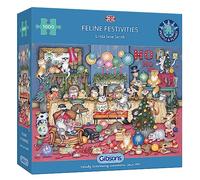 Feline Festivities Age 8+ | 1000 Piece Jigsaw Puzzle | Cats, Christmas Pets | Sustainable Jigsaw Puzzle for Adults | Premium 100% Recycled Board | Great Gift for Adults | Gibsons Games