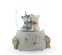 Feline Festivity: Musical Water Snow Globe with Cats Enjoying a Party