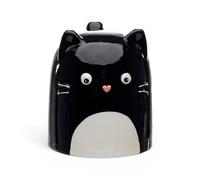 Feline Fine Black Cat Upside Down Ceramic Shaped Mug Tea Coffee Cup Gift