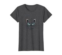 Feline Fine Cats for Girls - Cute Kitty Whiskers & Stars T-Shirt, Women, Dark Heather Grey, M